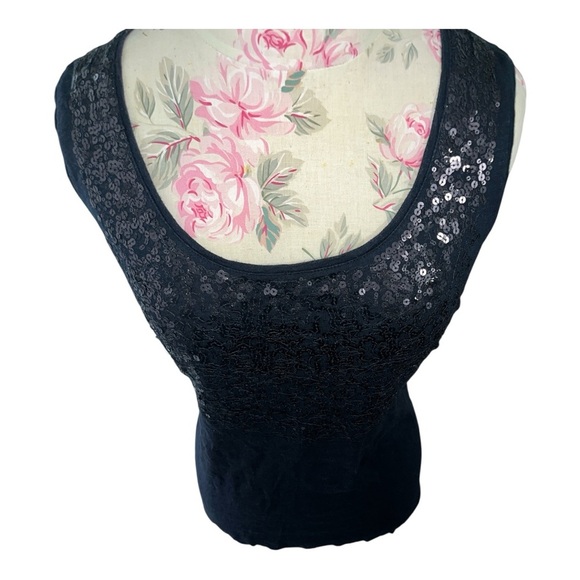 Chico's Black Sequin Embellished Cotton Tank Top - Picture 5 of 8